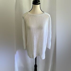 SIMONS organic linen white knitted sweater size small‎